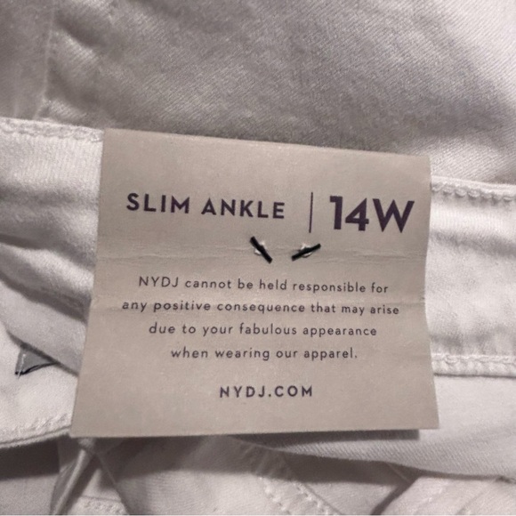 NYDJ Sz 14 Sheri White Ankle Jeans Tiny Tassels at the Hem Line NEW WITH TAG - Picture 13 of 16